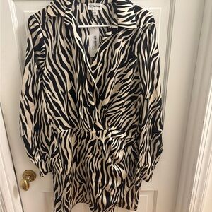 Zebra Print Long Sleeve Dress